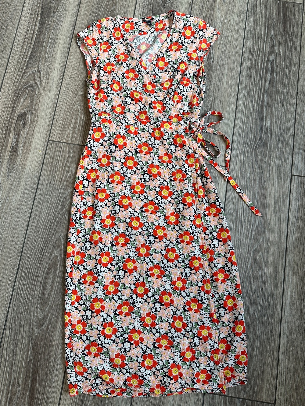J Crew Mercantile Floral Wrap Midi Dress XS CUTE